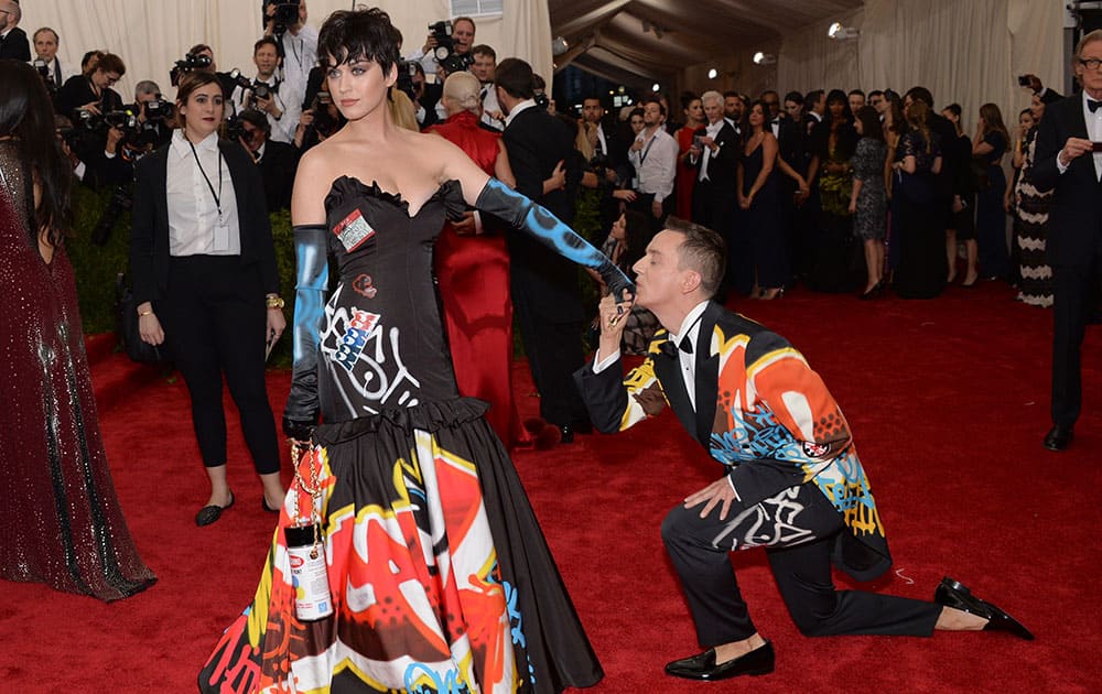 Katy Perry and Jeremy Scott arrives at The Metropolitan Museum of Art's Costume Institute benefit gala celebrating 