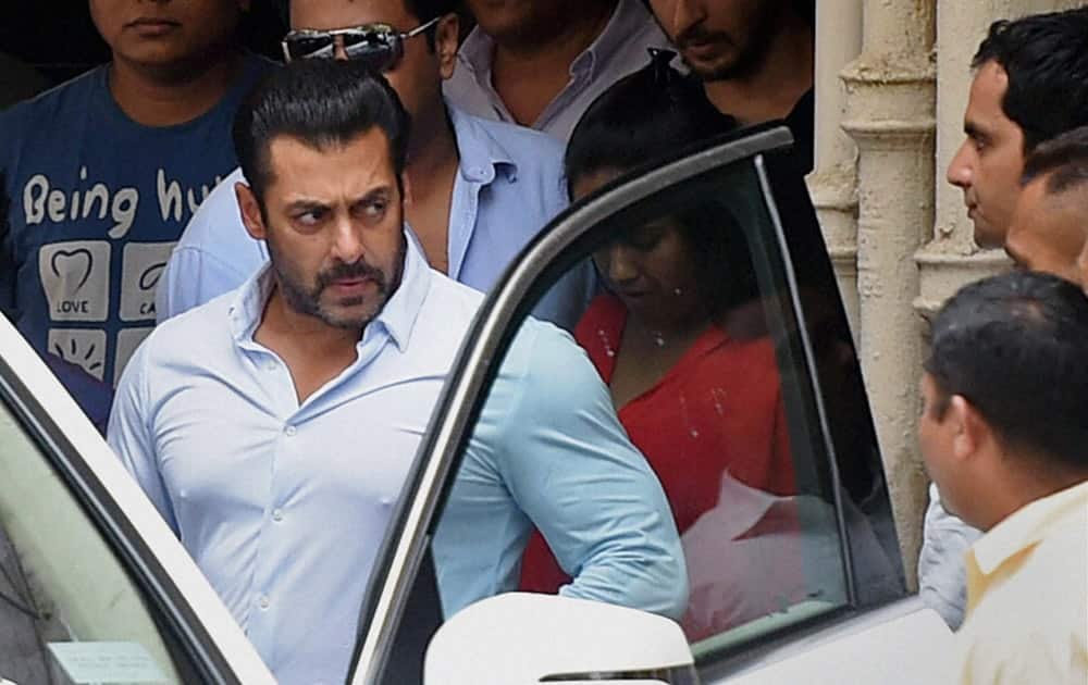 Bollywood actor Salman Khan leaves for the court from his residence in Mumbai.