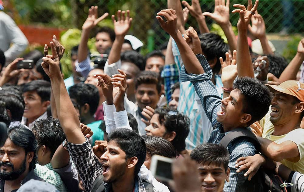 Fans celebrate outside Salman Khans residence in Mumbai. The Bombay High Court on Friday suspended Salman Khans five year prison sentence in the hit-and-run case. 