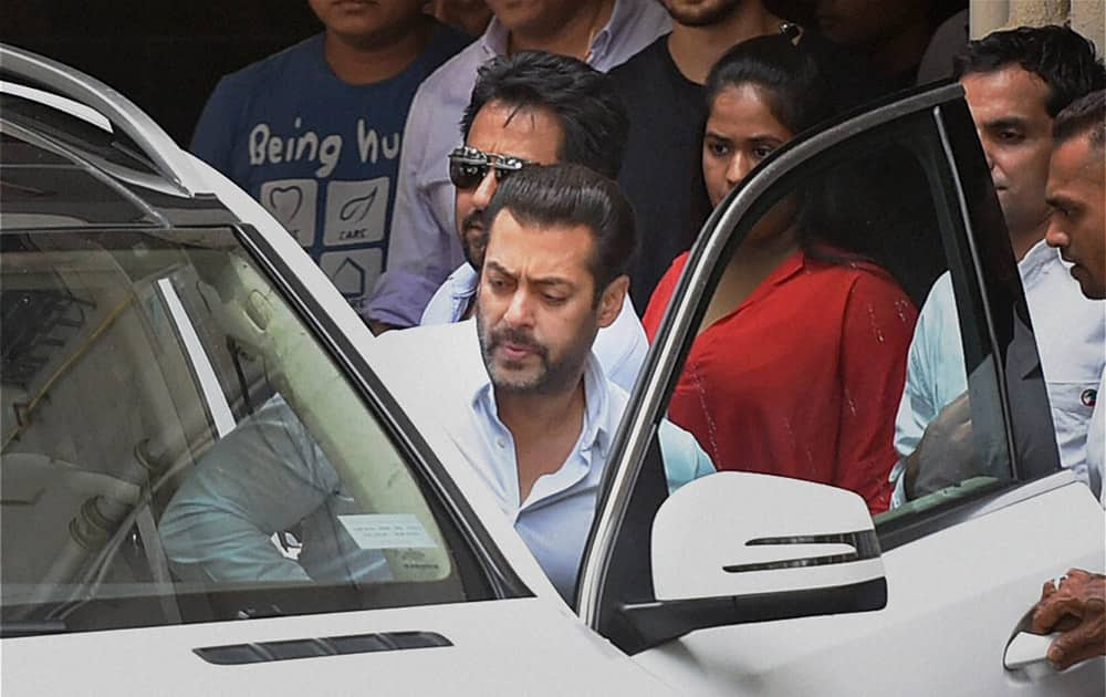 Salman Khan leaves for the court from his residence in Mumbai. The Bombay High Court on Friday suspended Salman Khans five year prison sentence in the hit-and-run case.