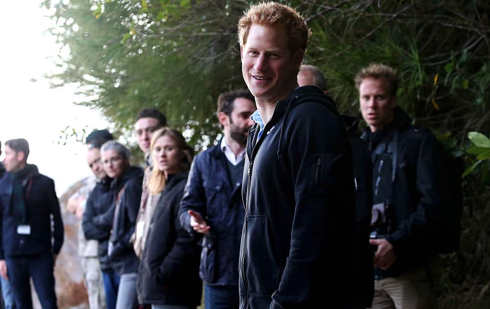 Britain's Prince Harry prepares to depart Ulva Island following a tour of the island as part of his first visit to New Zealand.