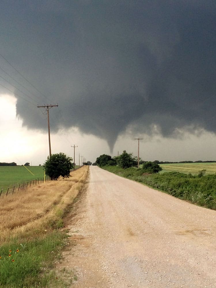 a tornado touches down in Cisco, Texas. One person was killed Saturday night and another left in critical condition after the tornado hit Cisco, a rural farming and ranch area about 100 miles west of Fort Worth.