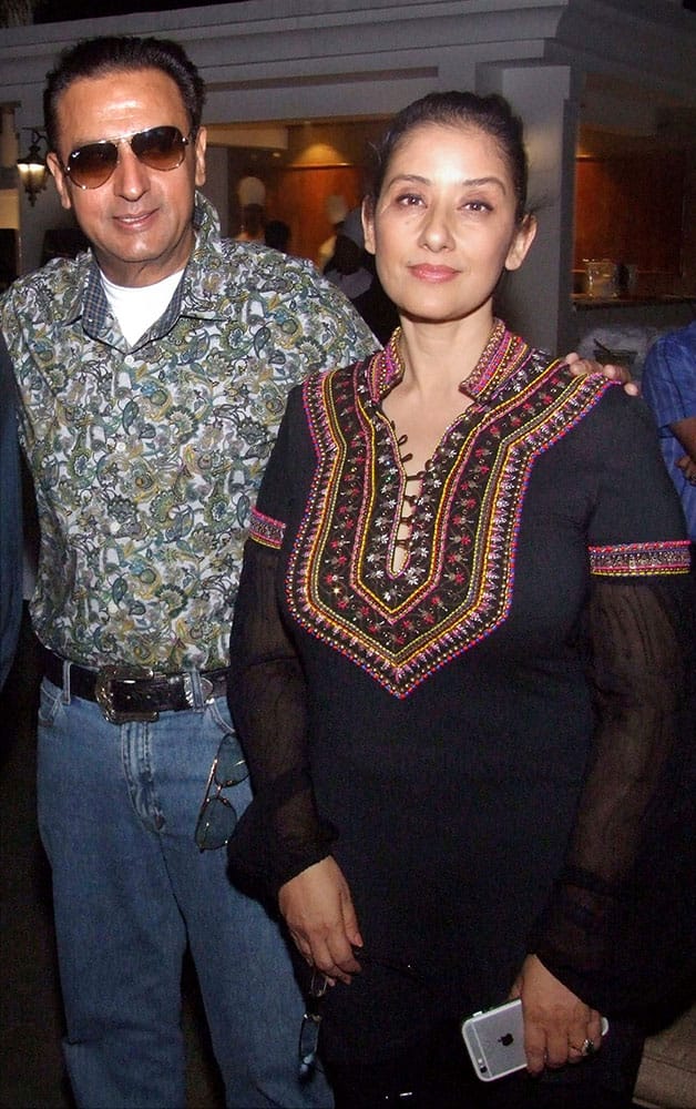 Bollywood actors Manisha Koirala and Gulshan Grover during a function in Nagpur.