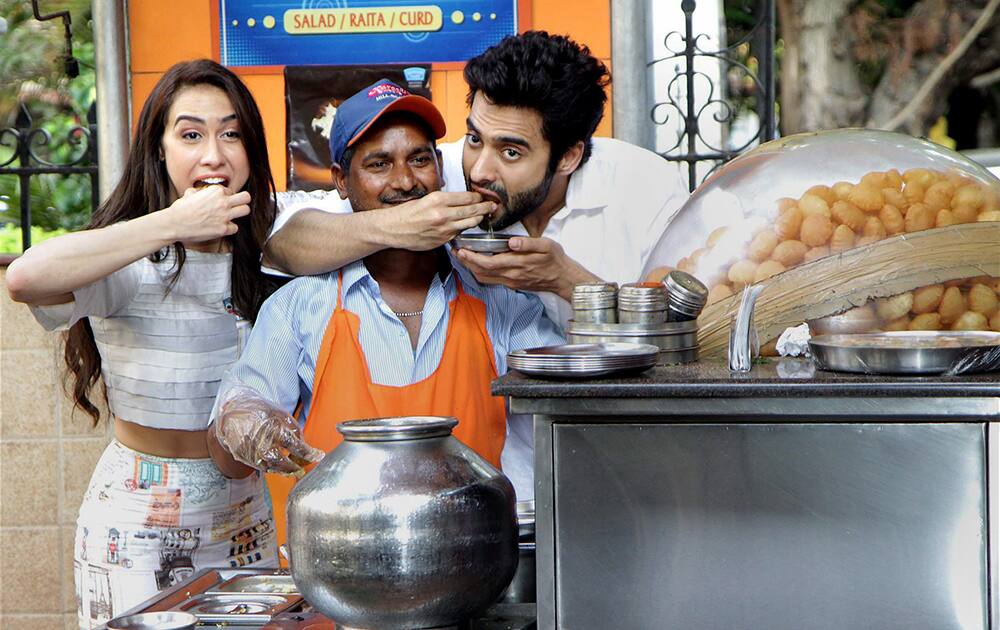 Bollywood actors Lauren Gottlieb and Jackky Bhagnani during the promotion of their film Welcome to Karachi in Mumbai.