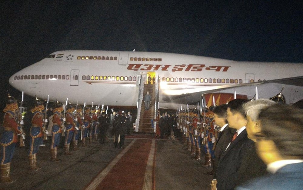 A 60 years wait ends. PM @narendramodi arrives in Ulaanbaatar. Pic Courtesy:Twitter