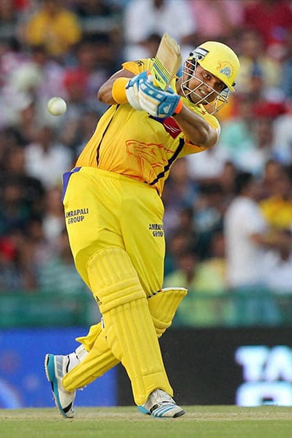 Suresh Raina of Chennai Super Kings bats during the IPL match against Kings XI Punjab in Mohali.