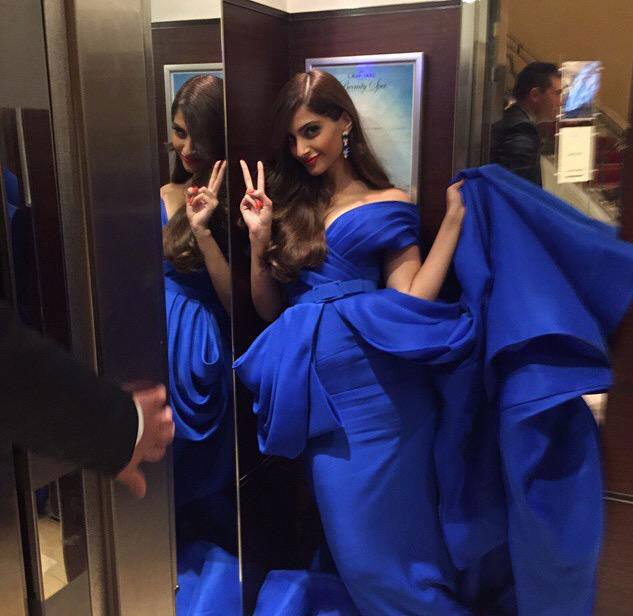 Sonam Kapoor ‏:- Thanks for the #marathonglamour @lorealparisin #cannes2015 -twitter