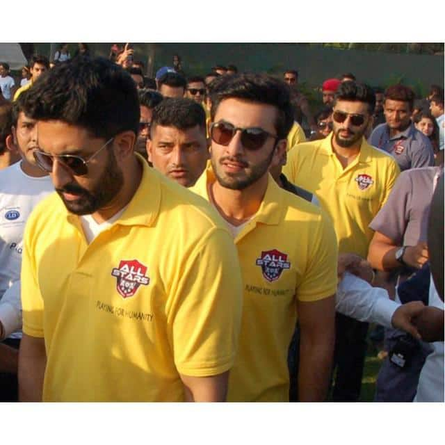 Abhishek Bachchan :- 2 nahin 3 bhai!! #BeardBrothers @arjunk26 #Ranbir #AllStarsFC -twitter