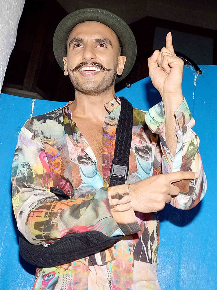 Ranveer Singh at Deepika Padukone's bash to celebrate the success of Piku at Olive in Mumbai. -dna