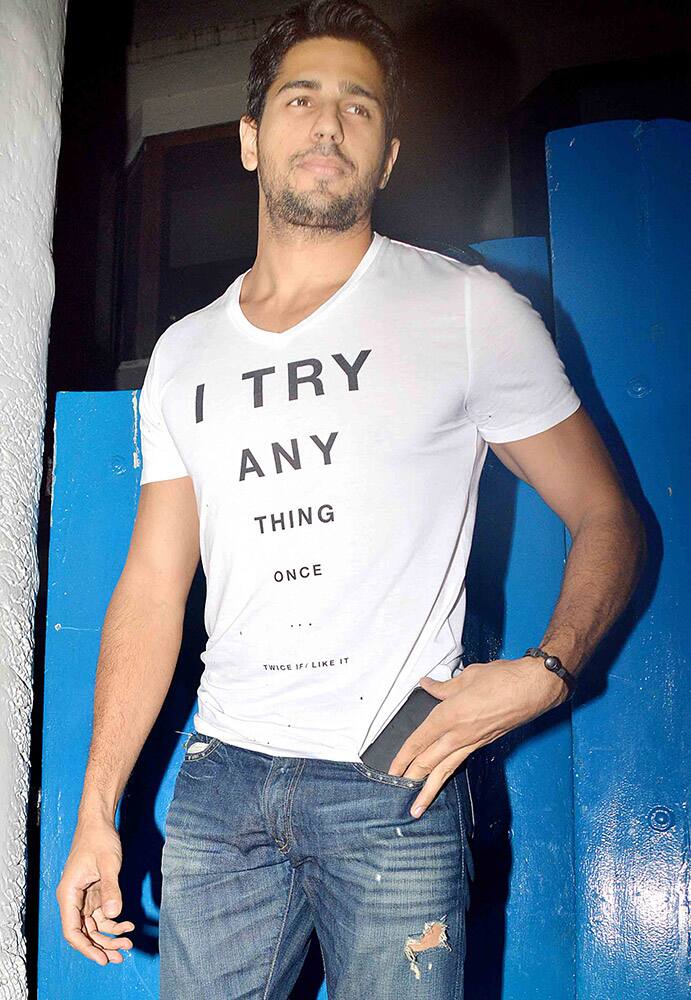 Siddharth Malhotra at Deepika Padukone's bash to celebrate the success of Piku at Olive in Mumbai.