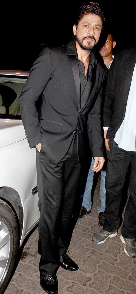 Shah Rukh Khan at Deepika Padukone's bash to celebrate the success of Piku at Olive in Mumbai.