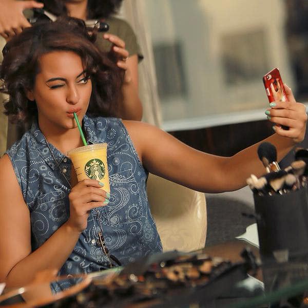 Trying to get the right #sipface with the Alphonso Frappuccino. What's urs? #sayyes to #starbucksfunventures wheeeee! - Twitter@sonakshisinha