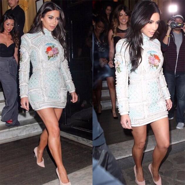 My favorite dress @BalmainParis I have it in my closet,makes me happy every time I see it!. Twitter@KimKardashian