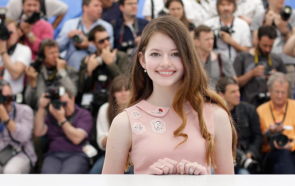 Actor Mackenzie Foy poses for photographers during a photo call for the film The Little Prince, at the 68th international film festival, Cannes, southern France.