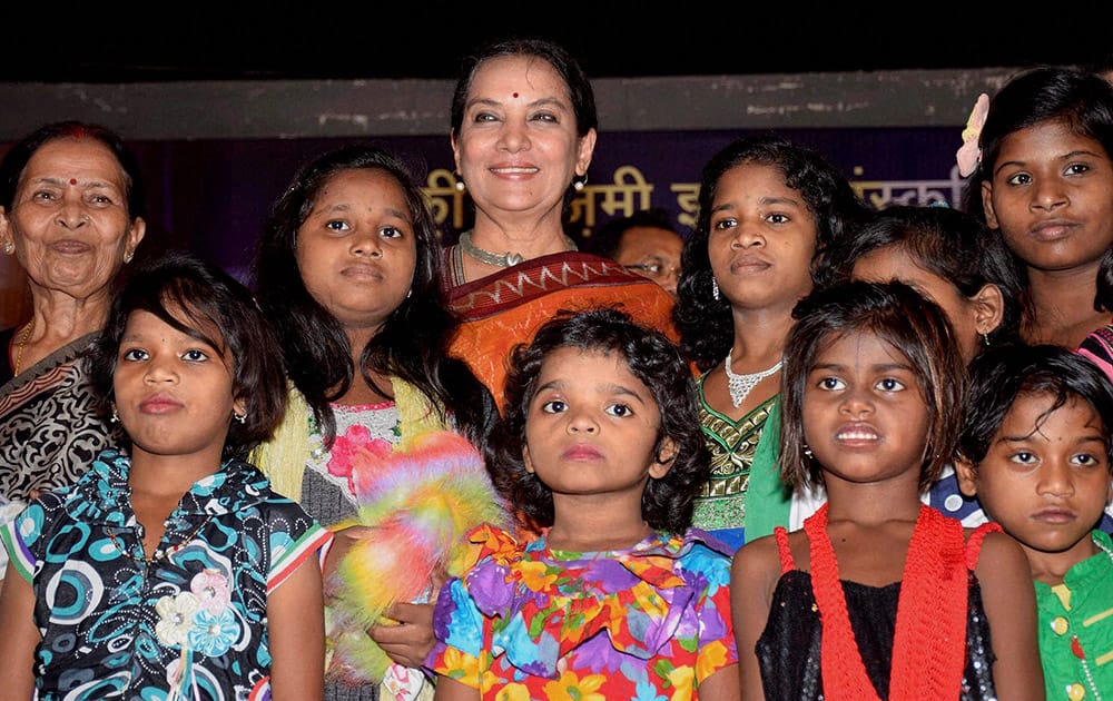 Shabana Azmi with orphan children during inauguration function of Kaifi Azmi IPTA Culture Center.