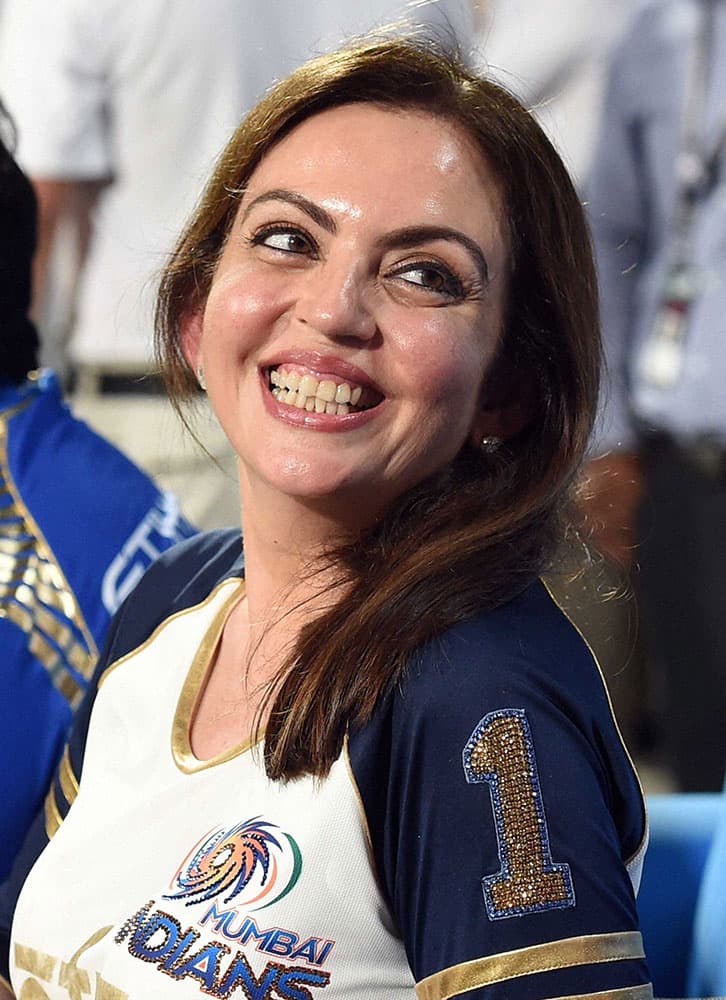 Mumbai Indian owner Nita Ambani during the IPL final match against Chennai Super Kings at Eden Garden in Kolkata.