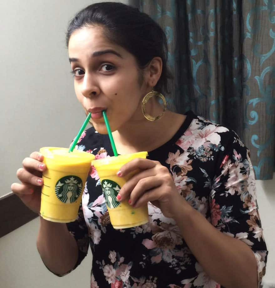 Saina Nehwal ‏:- Can’t get enough of the Starbucks Alphonso Mango Frappuccino. #sipface #starbucksfunventures -twitter