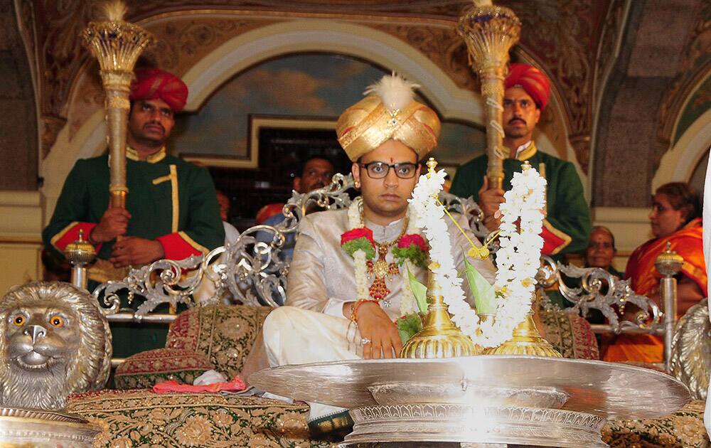 Yaduveer Krishnanadatta Chamaraja Wadiyar at a ritual in Mysore, a day ahead of his Coronation Ceremony.