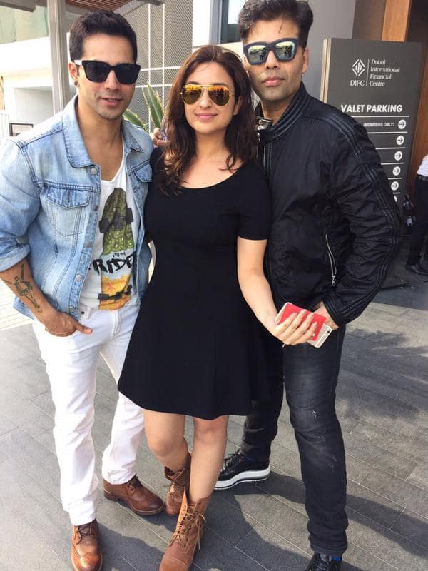 Karan and I honoured and privileged to have lunch with The Varun Dhawan. @karanjohar @Varun_dvn - Twitter@ParineetiChopra