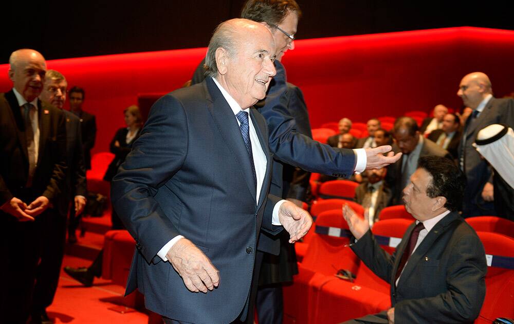 FIFA President Sepp Blatter arrives for the opening ceremony of the FIFA congress in Zurich, Switzerland.