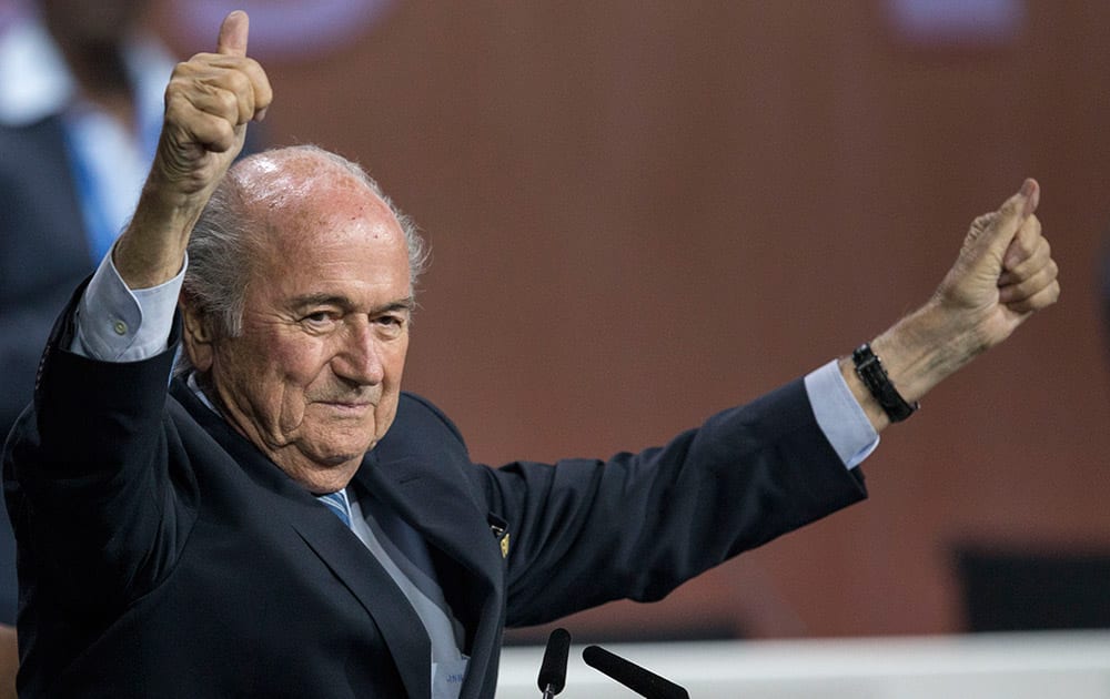 FIFA president Sepp Blatter after his election as President at the Hallenstadion in Zurich, Switzerland.