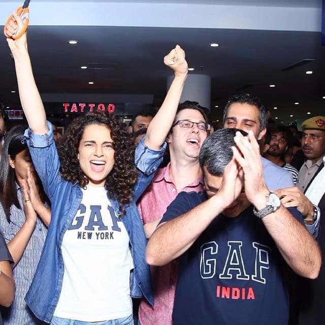 Kangana jubilant after cutting the ribbon and launching the first GAP store in India at Select City Walk Mall in So…  -twitter