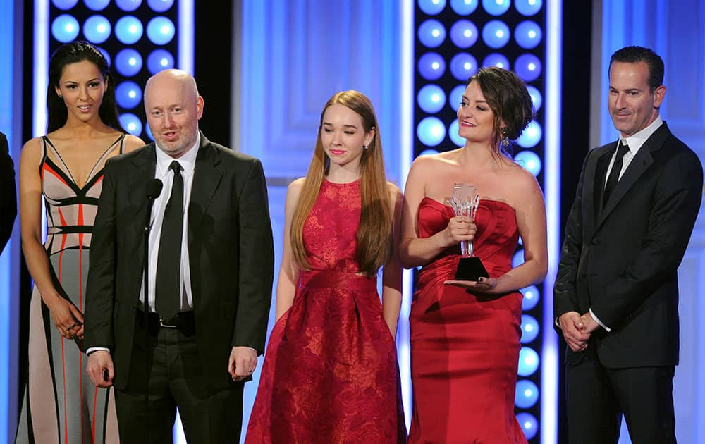 Joseph Weisberg accepts the award for best drama series for “The Americans” with the cast and crew at the Critics' Choice Television Awards.