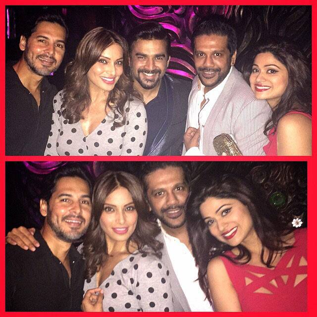 Bipasha Basu :- Yayyyyy it's Maddy's Birthday! actormadhavan rockystar100  #dinomorea9 Shamita and me -instagram