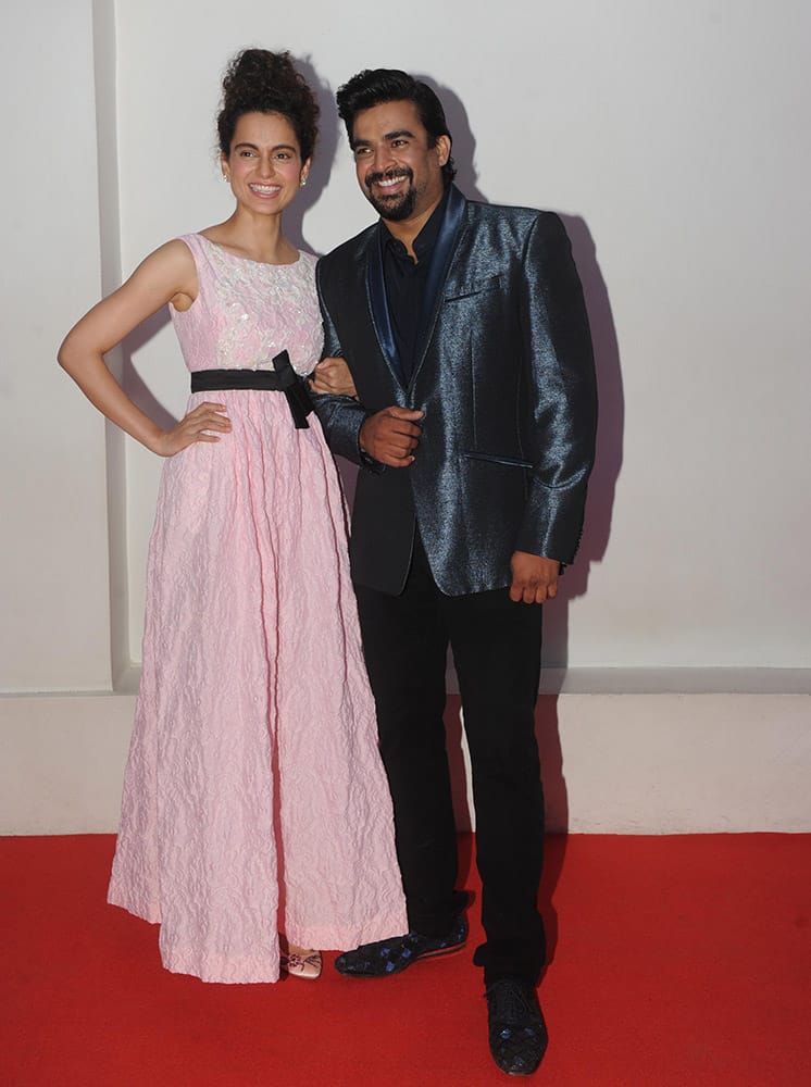 'QUEEN WITH B’DAY BOY: Kangana Ranaut with R Madhavan' during the birthday celebration of R Madhavan in Mumbai.DNA