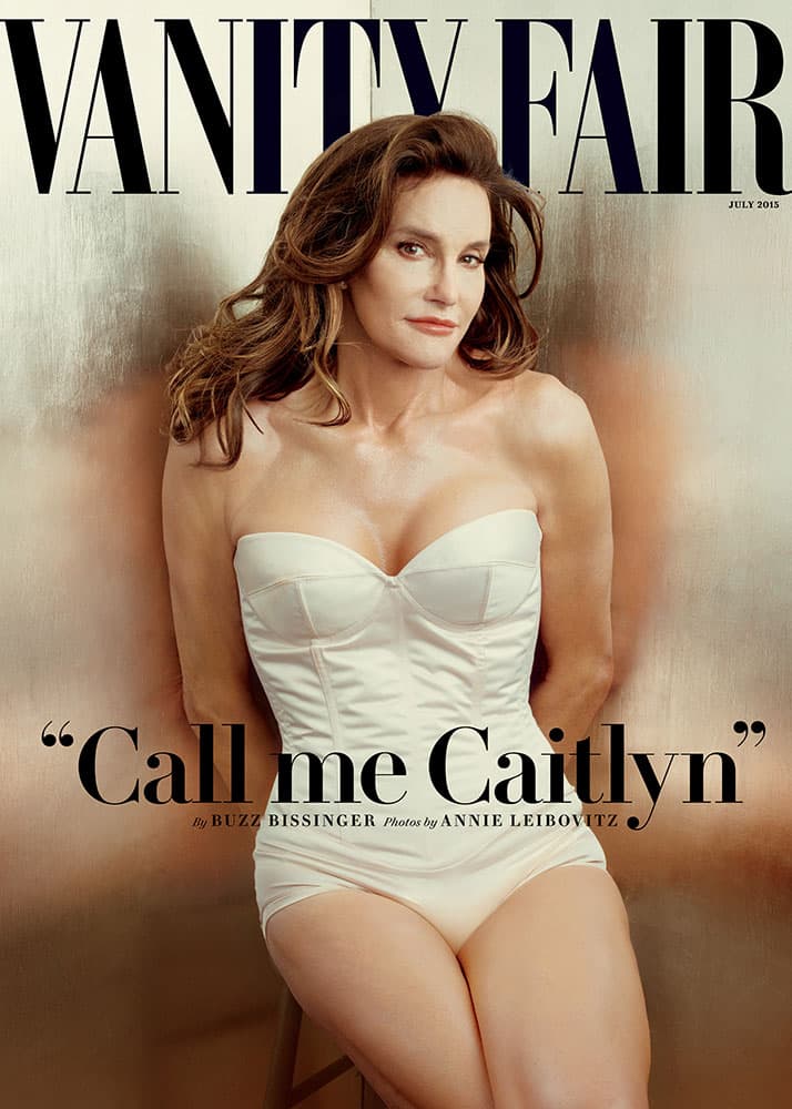 This  photo taken by Annie Leibovitz exclusively for Vanity Fair shows the cover of the magazine's July 2015 issue featuring Bruce Jenner debuting as a transgender woman named Caitlyn Jenner. 