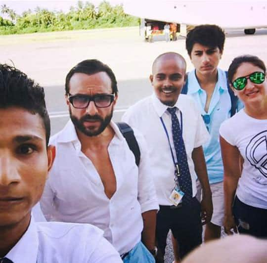 Kareena Kapoor Khan was spotted posing for a selfie with fans in Maldives along with Saif & Ibrahim -twitter