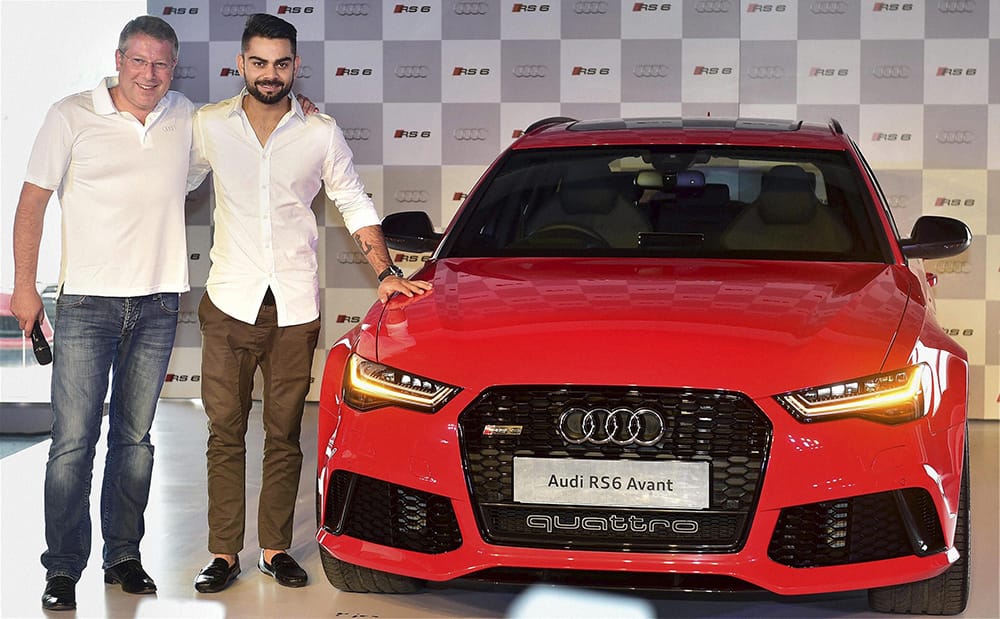 Test captain Virat Kohli with Joe King, Head, Audi India, launches Audi RS6 Avant in New Delhi. The car has been priced Rs 1.35 crore (ex-showroom New Delhi).
