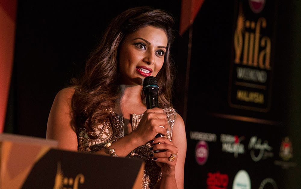 Bipasha Basu speaks to the media during the International Indian Film Awards (IIFA) press conference at a hotel in Kuala Lumpur, Malaysia. The 16th IIFA is scheduled for June 5-7 in Malaysia.