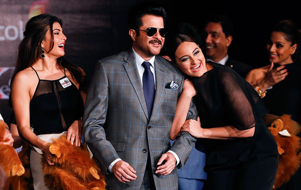 Anil Kapoor poses with others during the International Indian Film Awards (IIFA) press conference in Kuala Lumpur, Malaysia. The 16th IIFA is scheduled for June 5-7 in Malaysia.