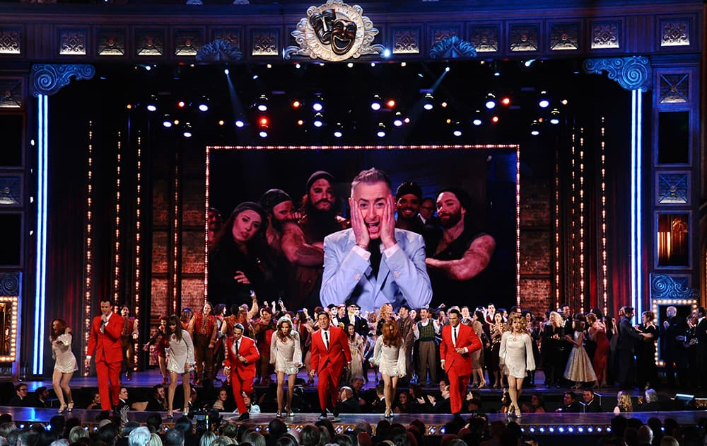 The cast of 'Jersey Boys' performs at the 69th annual Tony Awards at Radio City Music Hall, in New York.