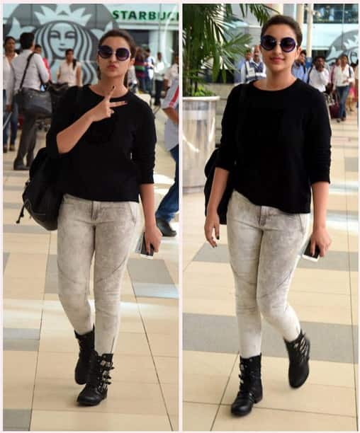 Some casual airport hanging not a big deal ;) But new boots (big deal). - Instagram@parineetichopra