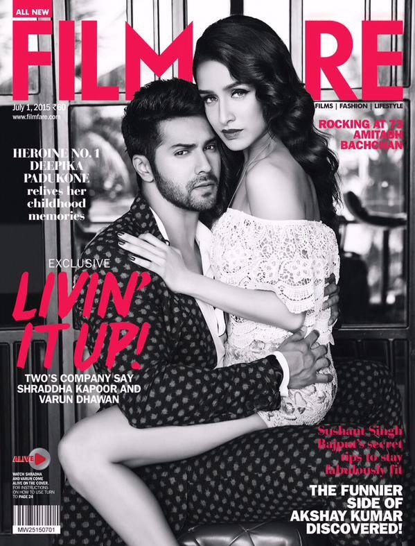 Moi and @ShraddhaKapoor on my 4th filmfare cover thank u @ShehlaaK @AntaraMotiwala @jiteshpillaai @anewradha Twitter@Varun_dvn