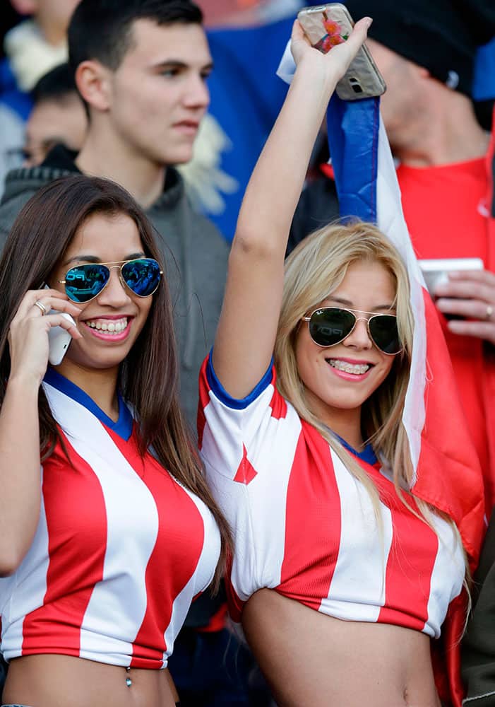 Fans of Paraguay wait for the beginning of Copa America Group B soccer match between Argentina and Paraguay at La Portada stadium in La Serena, Chile.