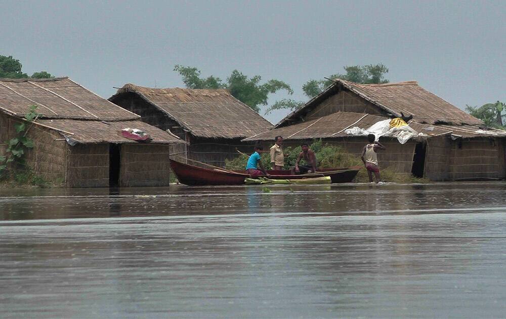 The flooded Kumlai Chor village area under Ranjganj block in Jalpaiguri.