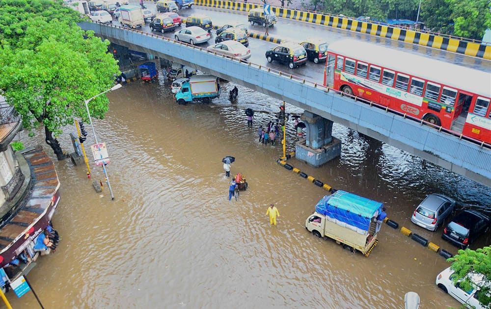 Water logging at roads after heavy rains on second consecutive day.