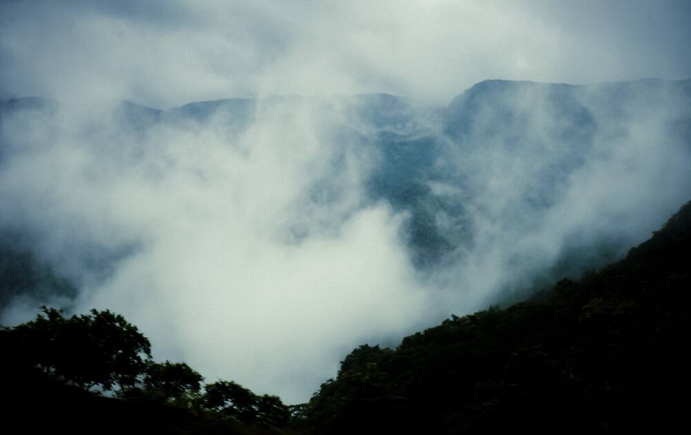 Monsoon rain clouds and mist, Western Ghats, Maharashtra