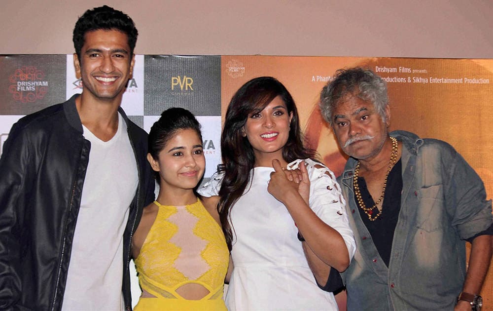 Starcast of film Masaan during the trailer launch in Mumbai.