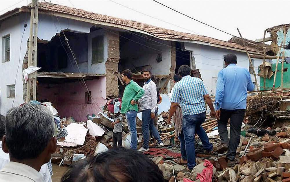 Ruins of the property damaged due to heavy rainfall in Vadodara.