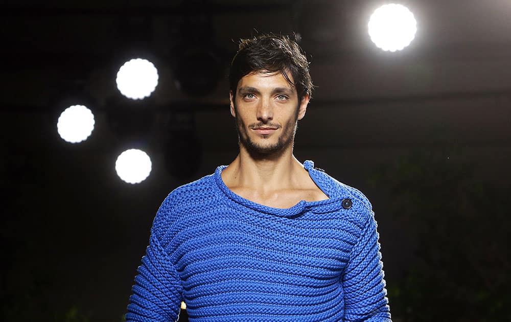 A model wears a creation as part of Hermes men's Spring/Summer 2016 fashion collection, presented  in Paris, France. 