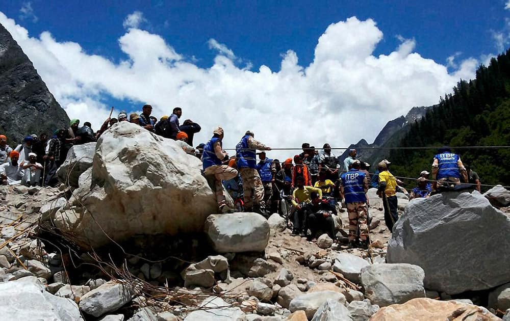 Rescue and evacuation operation for pilgrims carried out by Indo Tibetan Border Police (ITBP) and SDRF in Bhyundar valley near Hemkund Sahib.