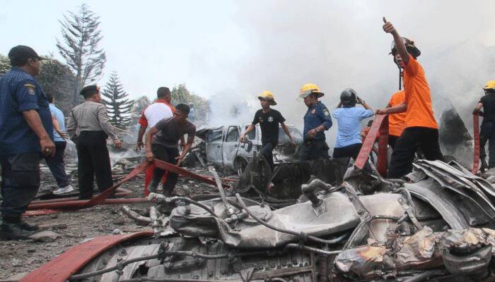 Indonesian military plane crashes in northern city, killing at least 30