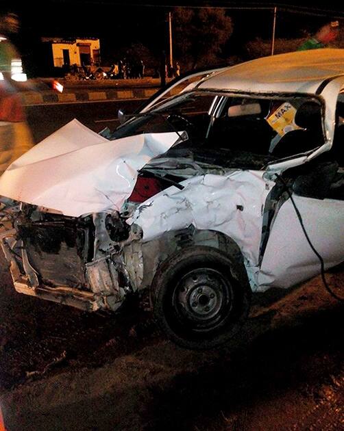 The car which met with an accident with the car of veteran actress and BJP MP Hema Malini in Dausa. Malini sustained injuries in the accident and being rushed to a hospital in Jaipur. 