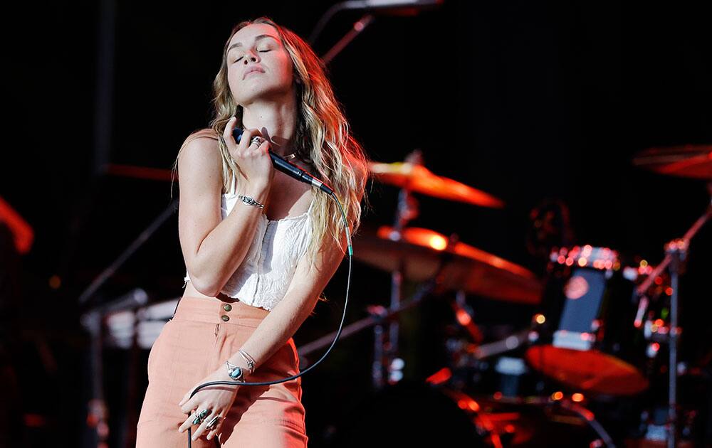 Zella Day performs during an Independence Day celebration, in Philadelphia.