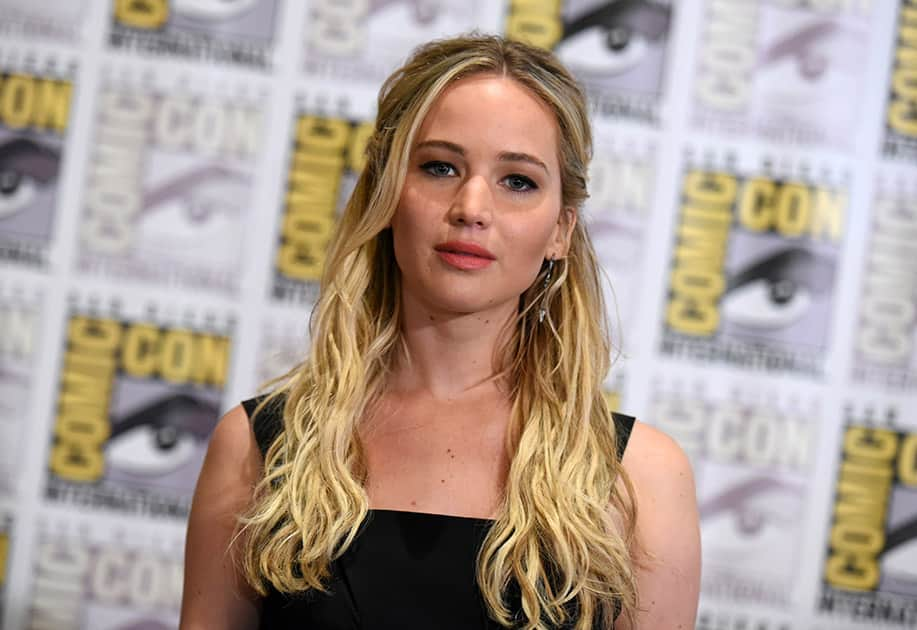 Jennifer Lawrence attends 'The Hunger Games: Mockingjay Part 2' press line on day 1 of Comic-Con International, in San Diego, Calif.