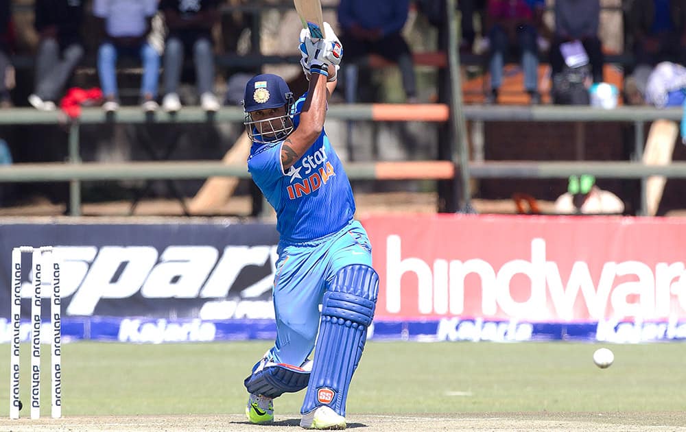 Stuart Binny plays a shot during the One Day International against Zimbabwe in Harare.